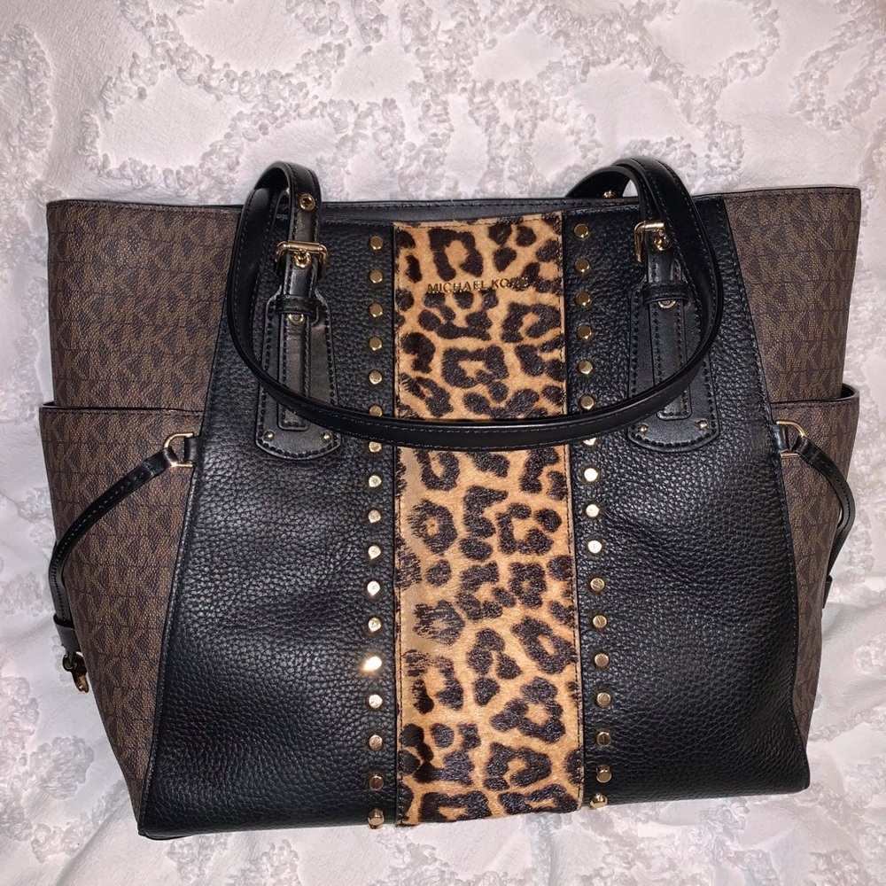 Michael Kors Purse Handbag Leopard Monogram
